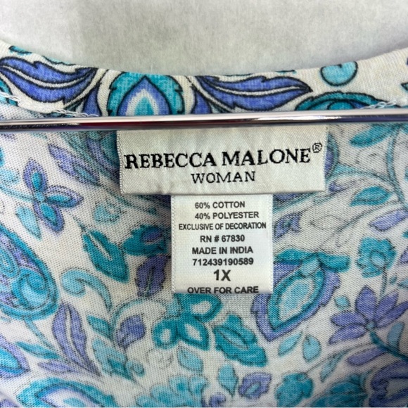 5/$25 Rebecca Malone, Paisley, print women’s shirt size 1X - Picture 6 of 7